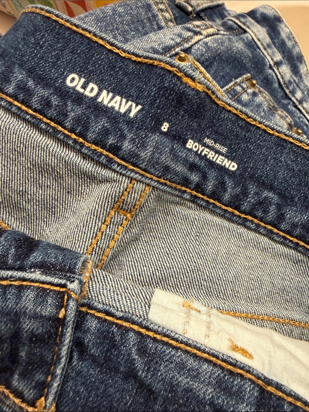 Old Navy Dark Blue Rolled Hem Jean Shorts - Picture 3 of 3
